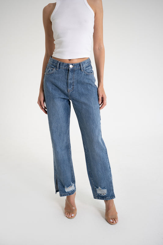 Straight Cut Jeans – Mid Blue