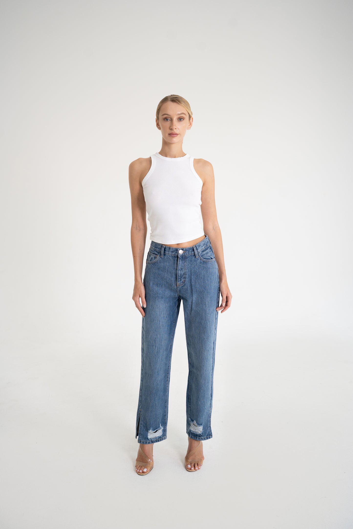 Straight Cut Jeans – Mid Blue