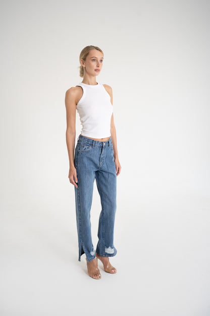 Straight Cut Jeans – Mid Blue