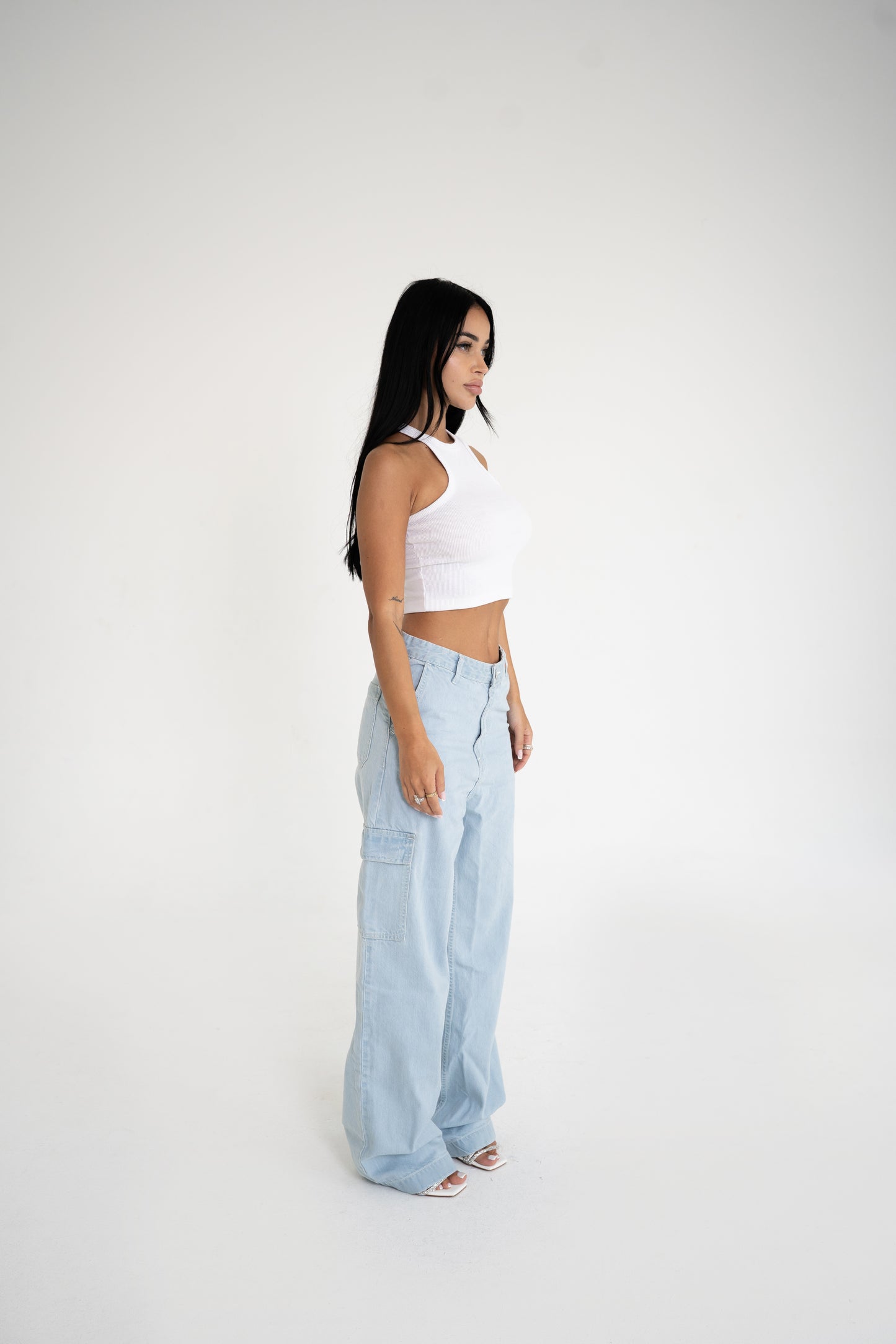 Cargo Baggy Jeans – Light Blue