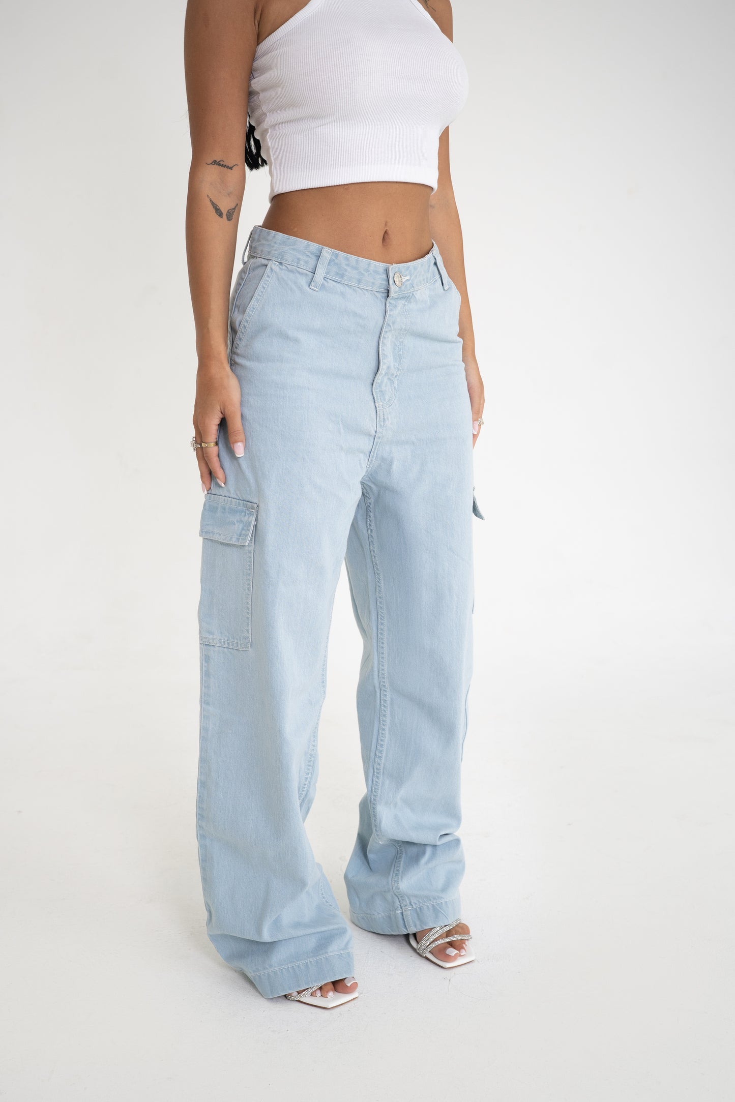Cargo Baggy Jeans – Light Blue